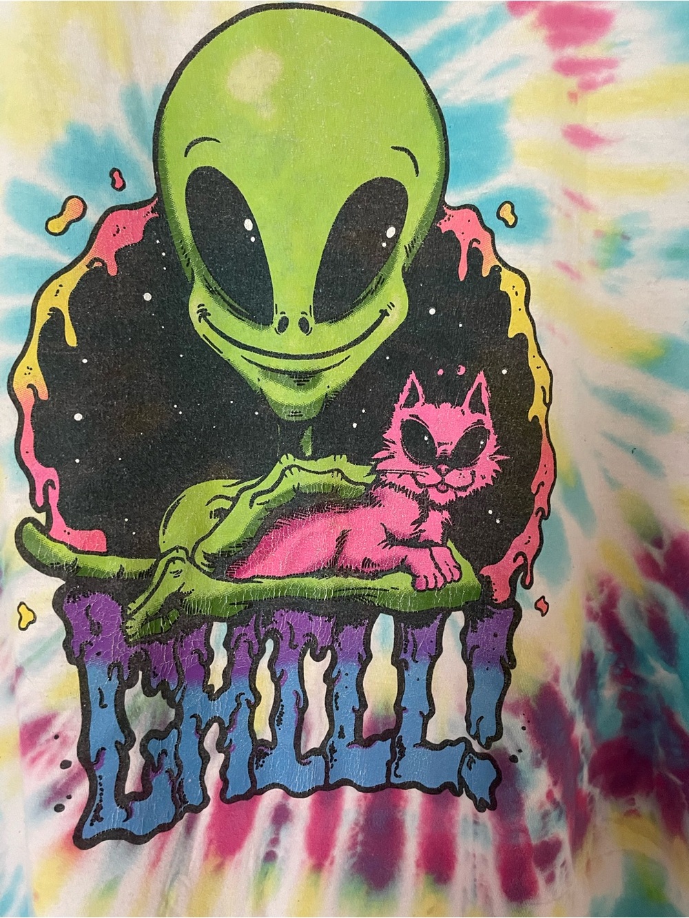 Tie-Dye Alien Graphic Short Sleeve Tee - Multicolor - Picture 2 of 7